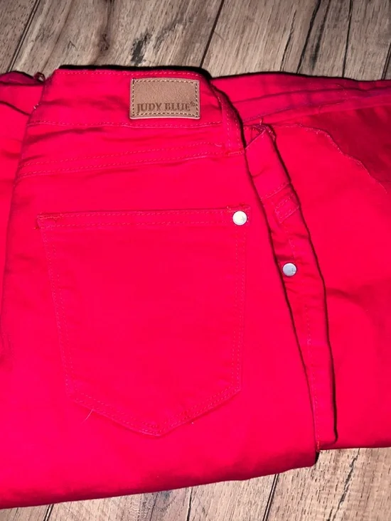 Judy Blue Red Flare Wide Leg Jeans - Picture 7 of 8